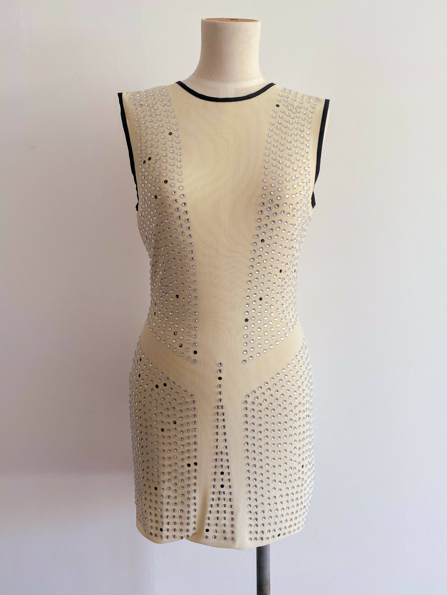 sass and bide Size 8 'The Puzzle' Embellished Nude Mini Dress