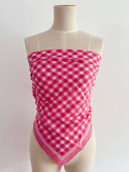 Pink Gingham Scarf