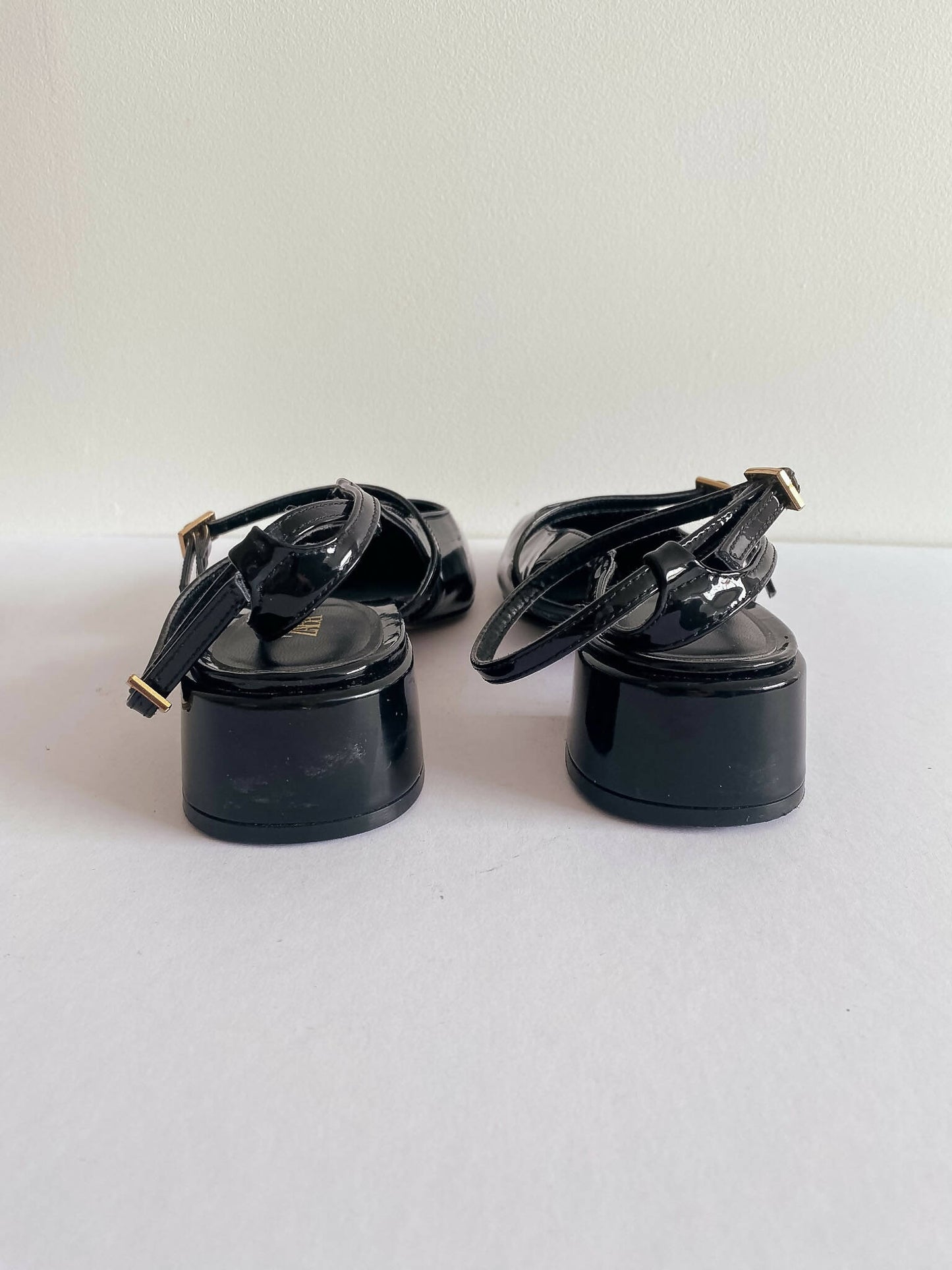 Zara Size 37 Black Patent Mary Jane Heels