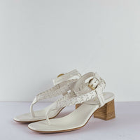 Scanlon Theodore Off-White Woven Leather Sandals