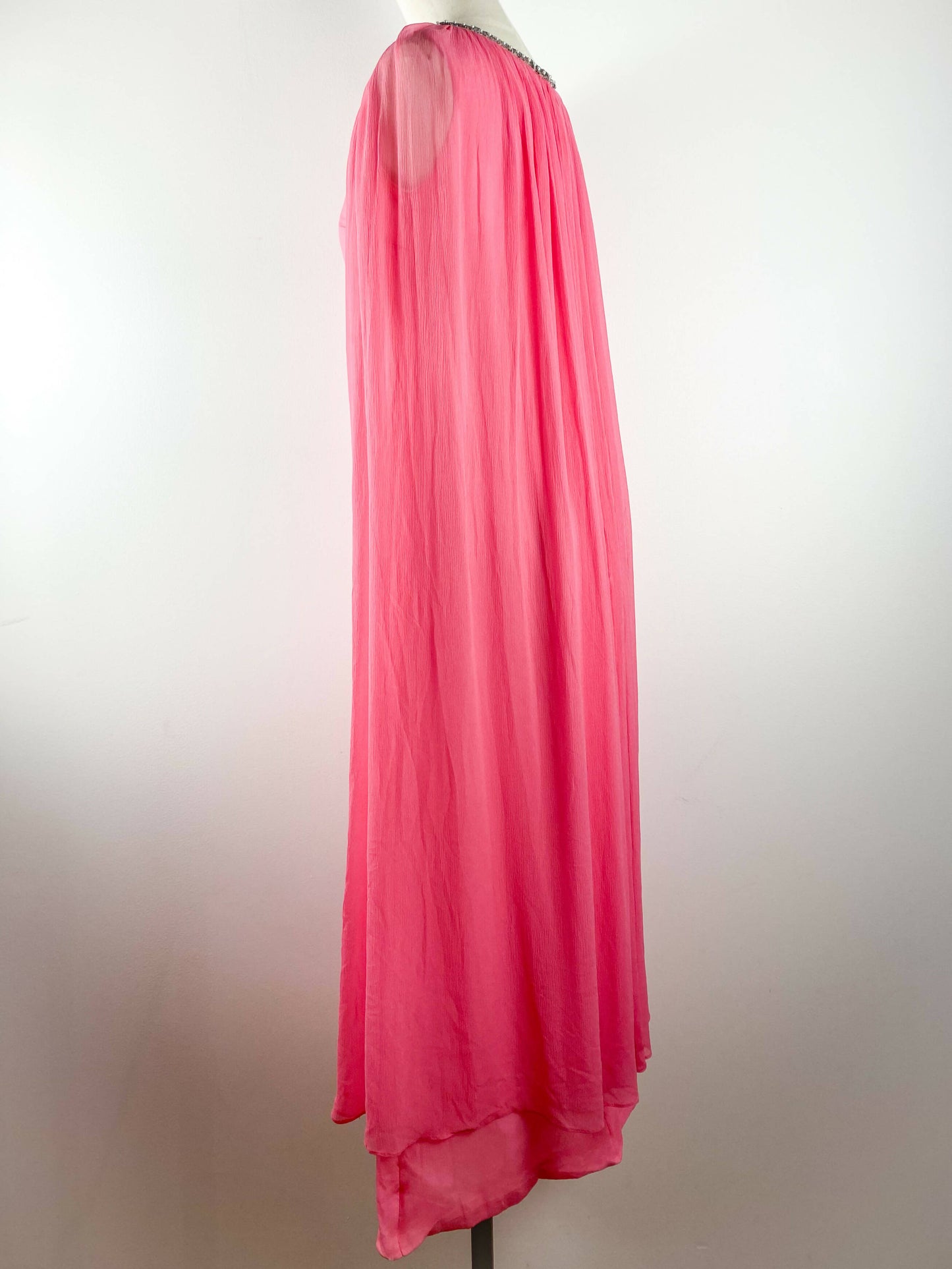 Embellished Pink Chiffon Gown