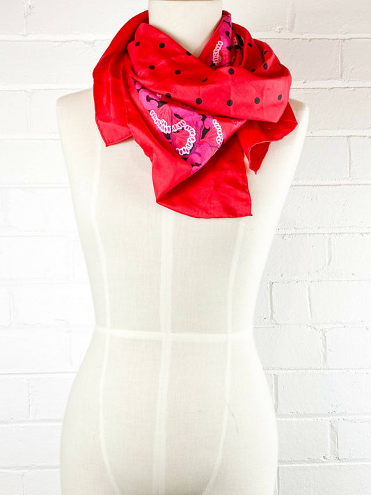 Printed Red Satin Scarf