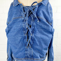 GRL Size M Lace-Up Denim Jacket