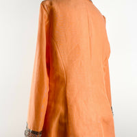 Nina Austin Size 12 Embellished Peach Linen-Blend Blazer