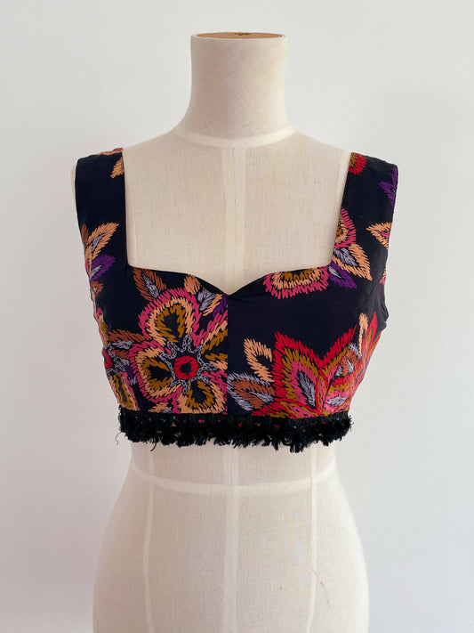 Byblos Size 42 Multicoloured Silk Cropped Top