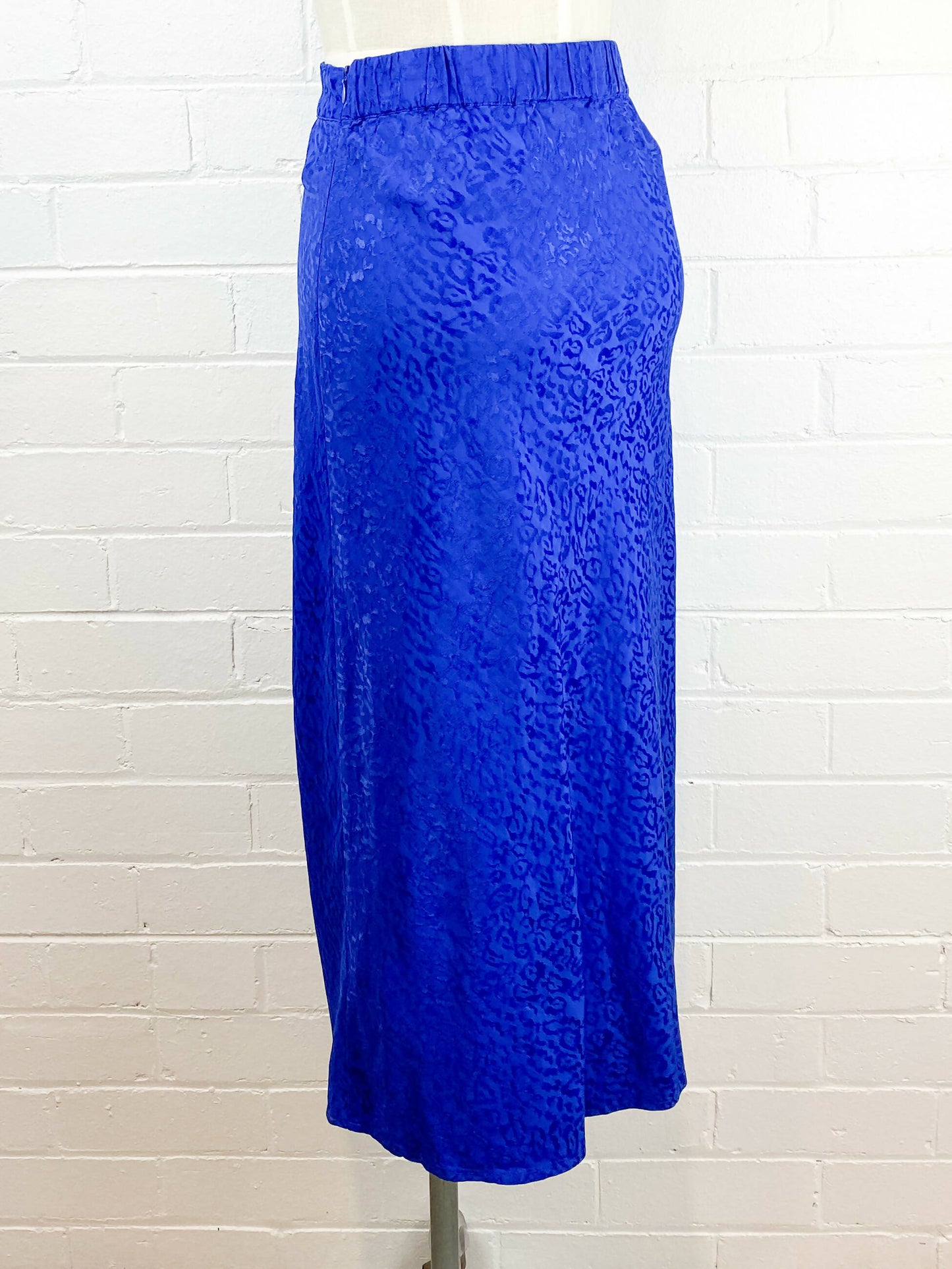 Jeanswest Size 8 Cobalt-Blue Jaquard Midi Skirt