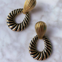 Clip-On Gold-Tone and Black Earrings