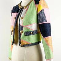 Size S Bouclé Patterned Cropped Blazer