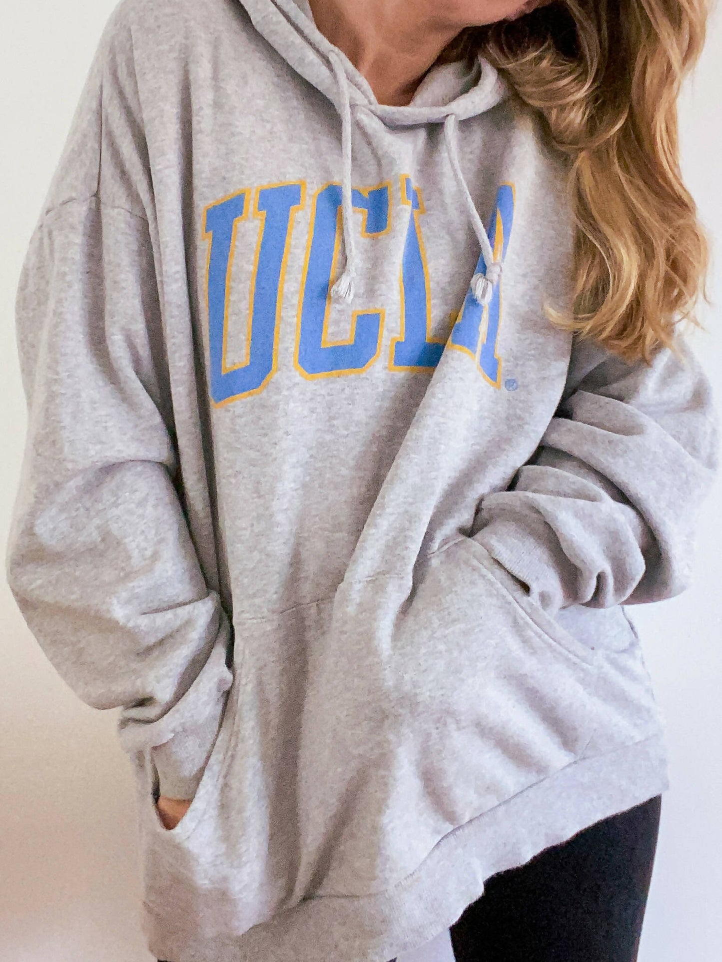 UCLA Size L Grey Marle Cotton Hoodie