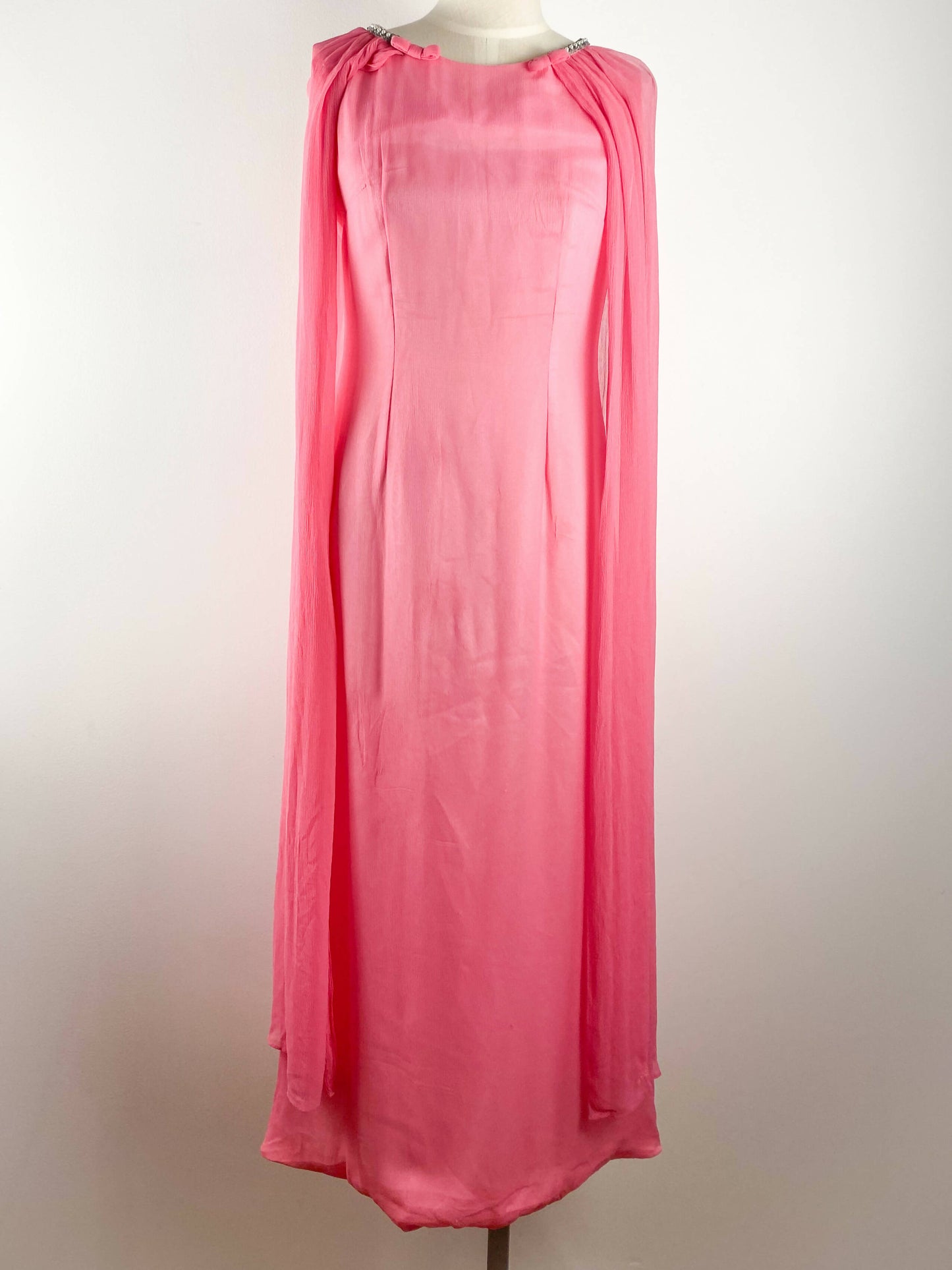 Embellished Pink Chiffon Gown