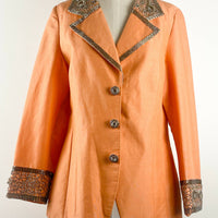Nina Austin Size 12 Embellished Peach Linen-Blend Blazer