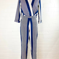 Striped Two-Tone Jumpsuit