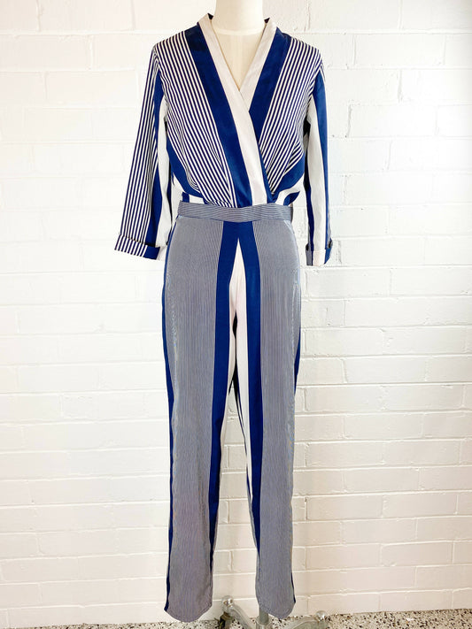 Striped Two-Tone Jumpsuit