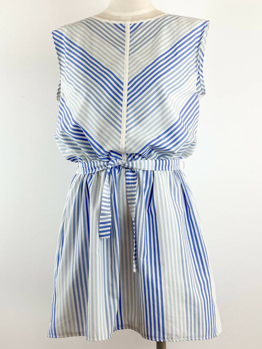 Striped Blue Cotton-Blend Dress