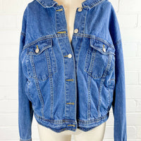 GRL Size M Lace-Up Denim Jacket