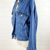 GRL Size M Lace-Up Denim Jacket