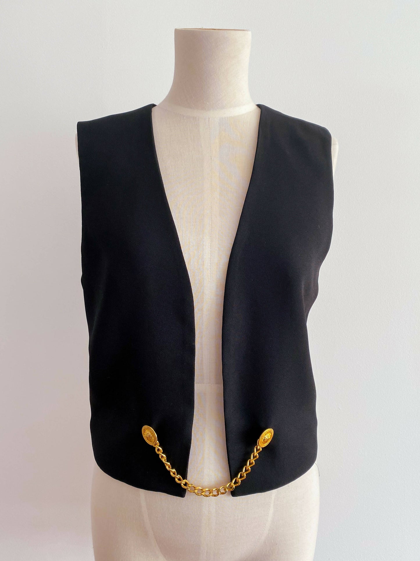 Samantha Size 10 Black Embellished Crepe Vest