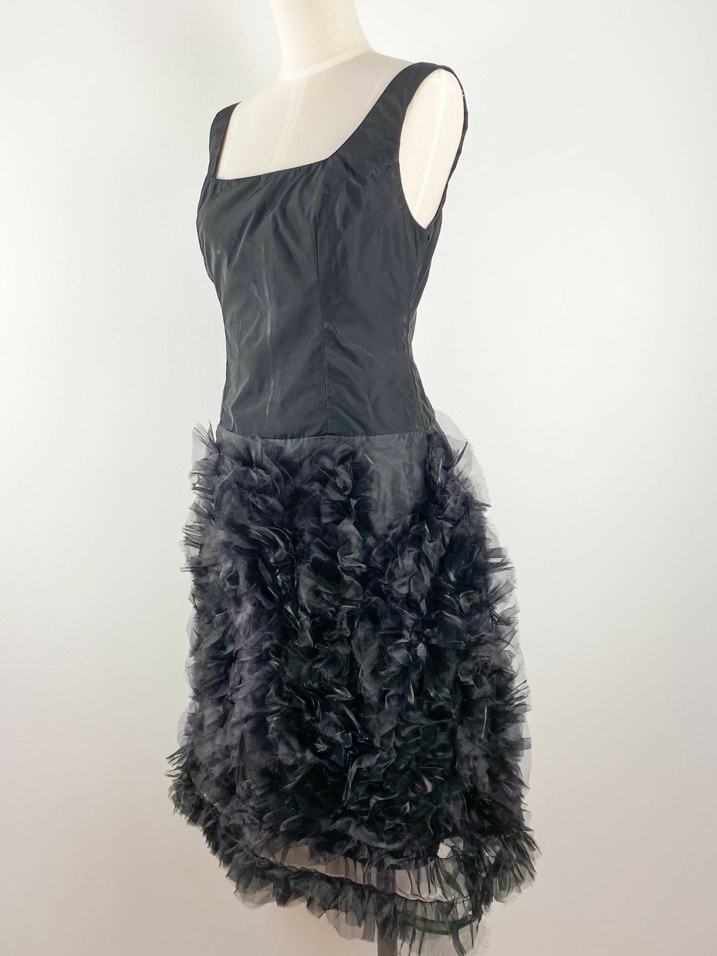 Kamikaze Ruffled Black Taffeta Dress