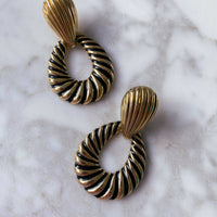 Clip-On Gold-Tone and Black Earrings