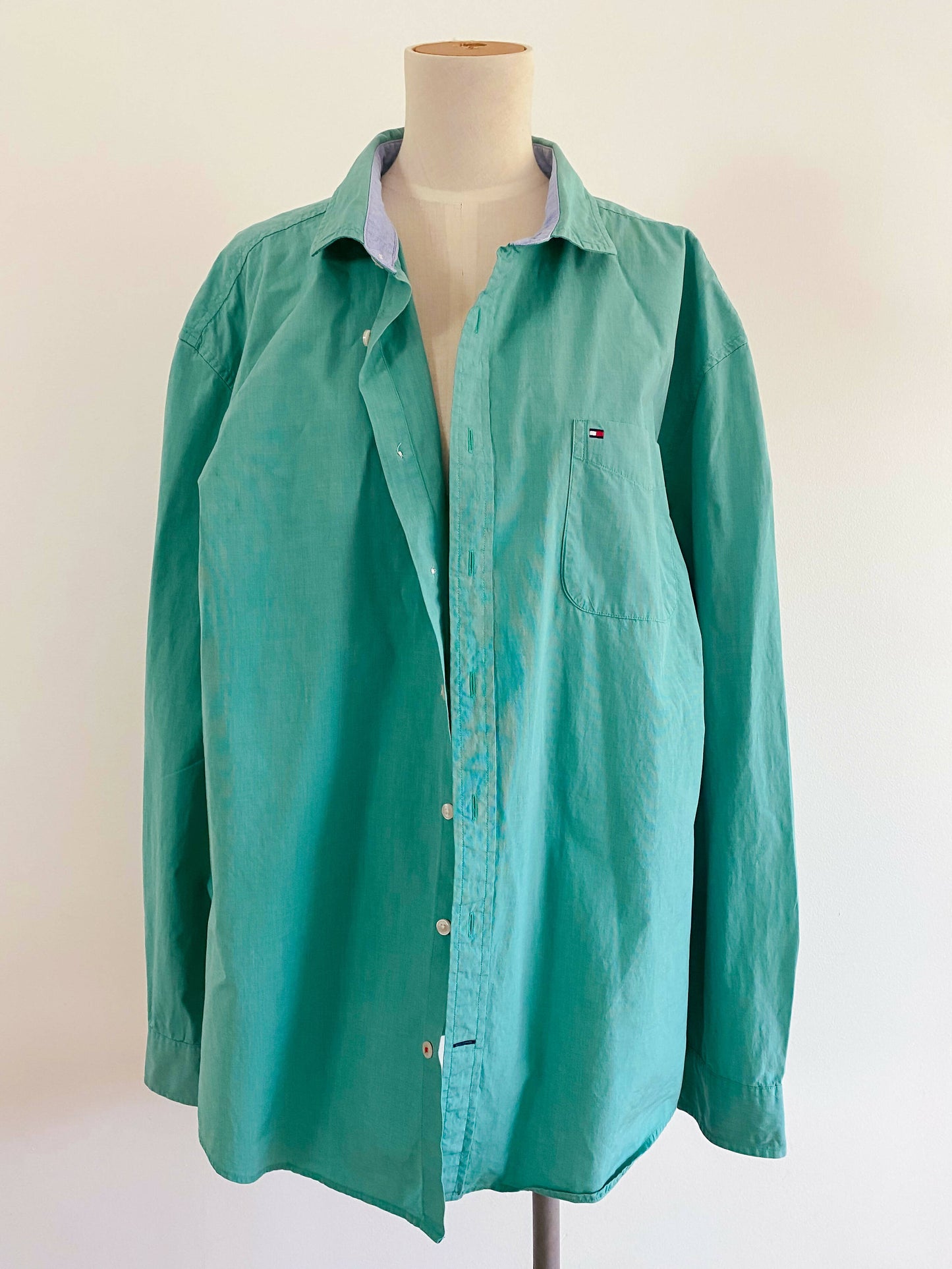 Tommy Hilfiger Men's Size XXL Green Cotton Shirt