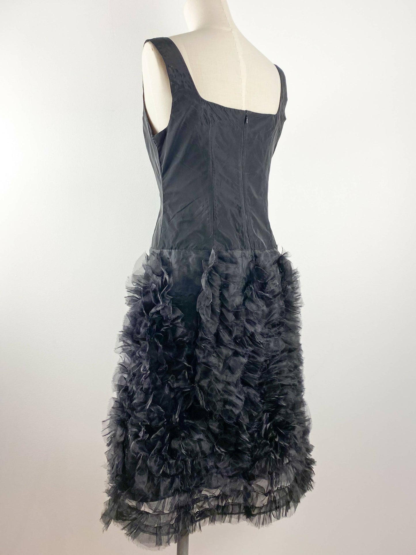 Kamikaze Ruffled Black Taffeta Dress