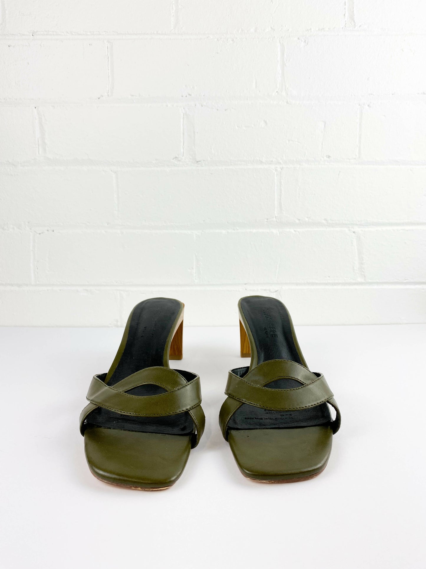 Atmos & Here Size 9 Olive Vegan-Leather Sandals