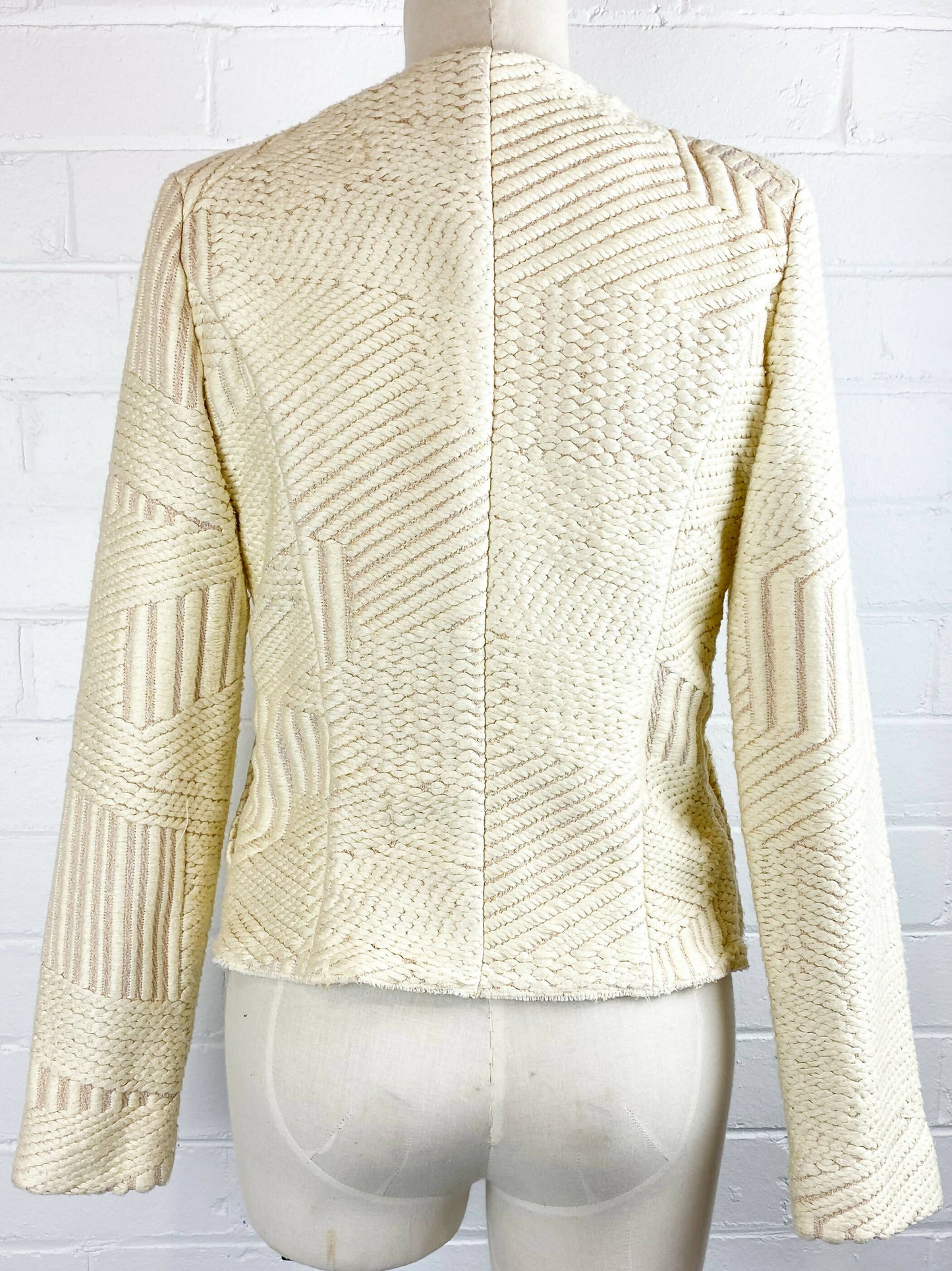 IRO Size 40 Cream and Rose-Gold Bouclé Blazer