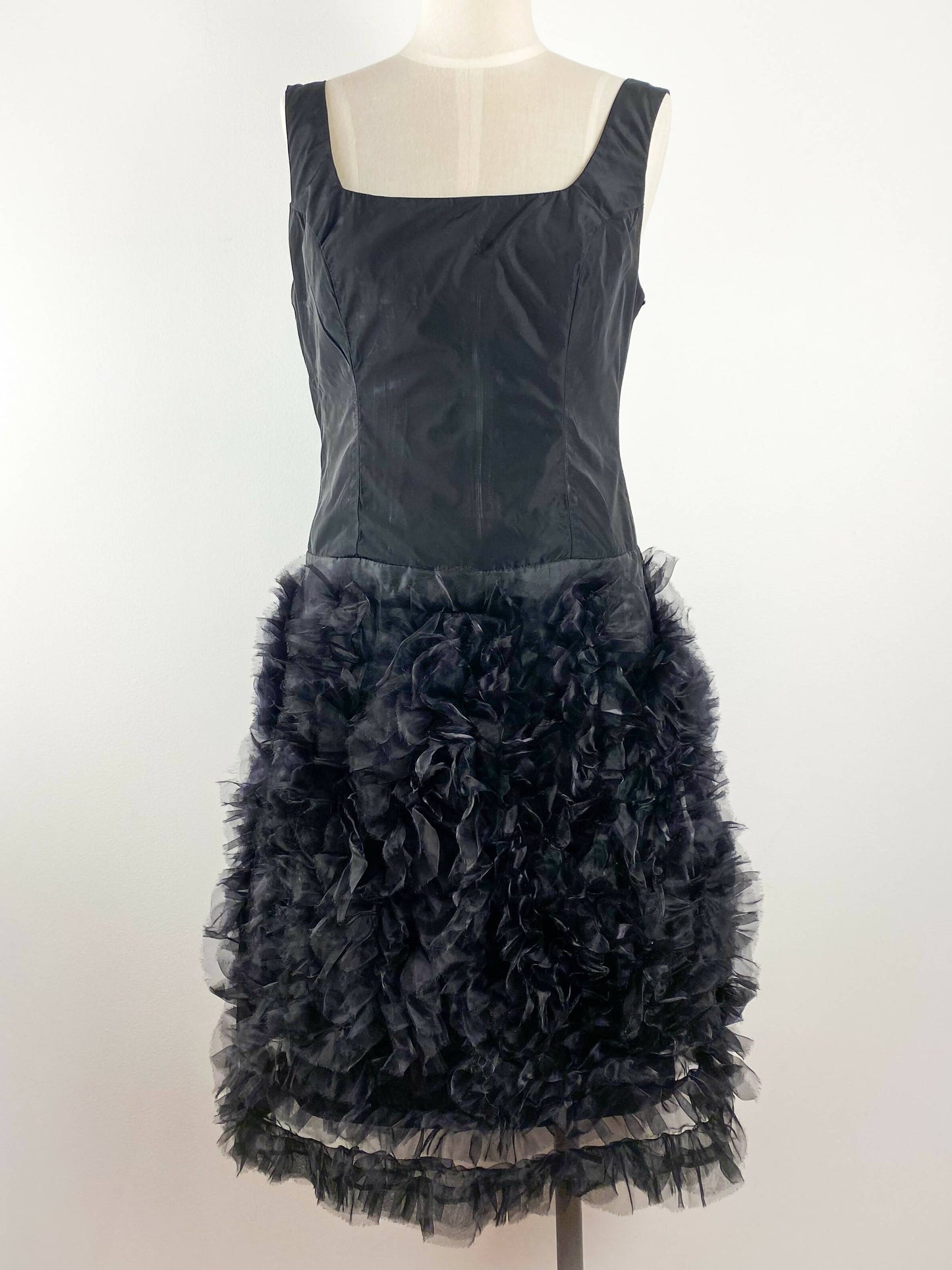 Kamikaze Ruffled Black Taffeta Dress