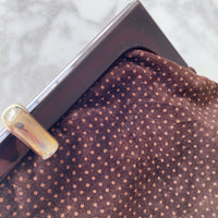 Chocolate-Brown Polka-Dot Suede Clutch