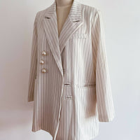 On Line Size Medium Striped Faux Pearl-Embellished Blazer