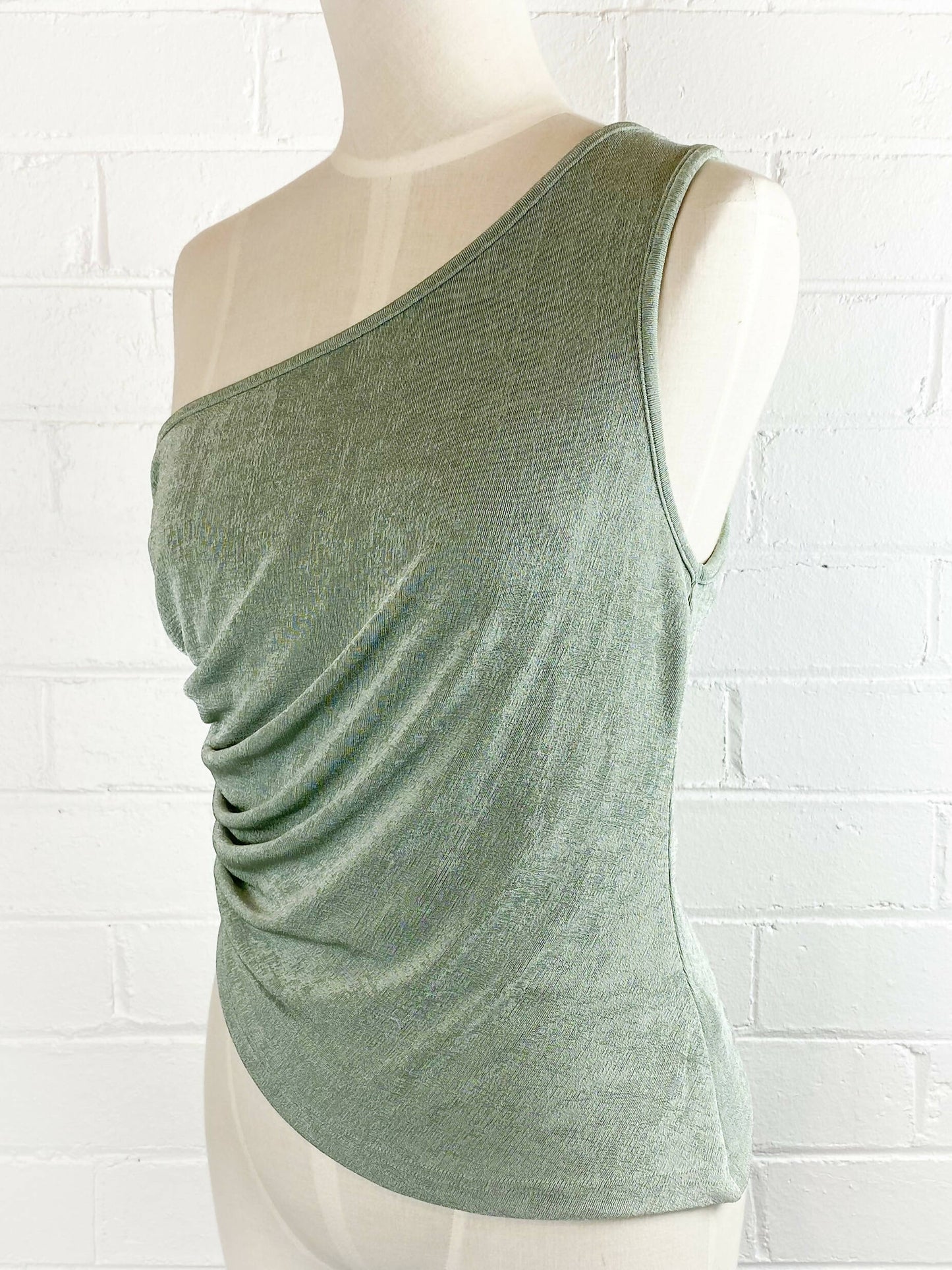 FAYT Size 14 Olive-Green One-Shoulder Top