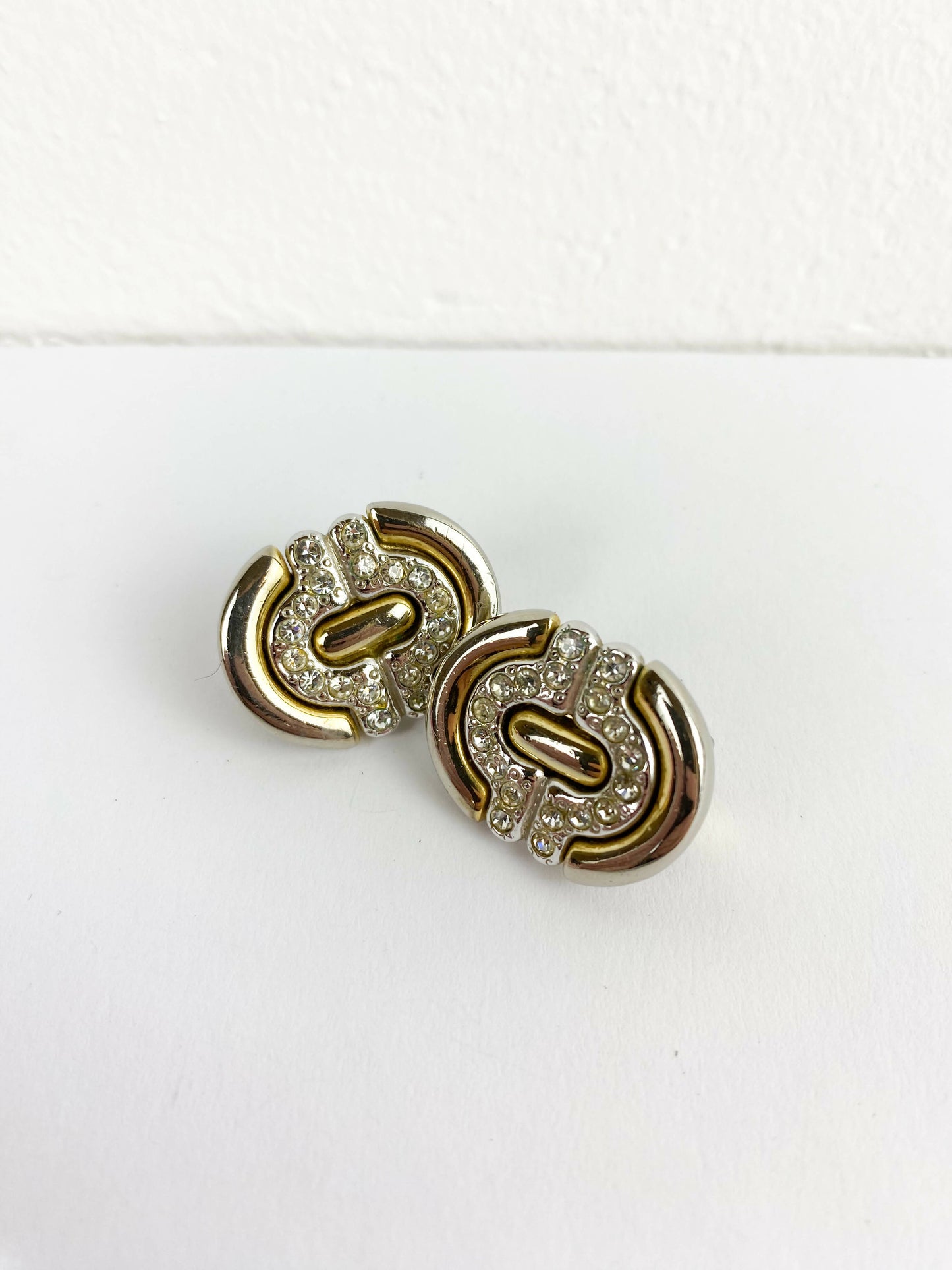 Diamante, Silver-tone and Gold-Tone Clip-On Earrings