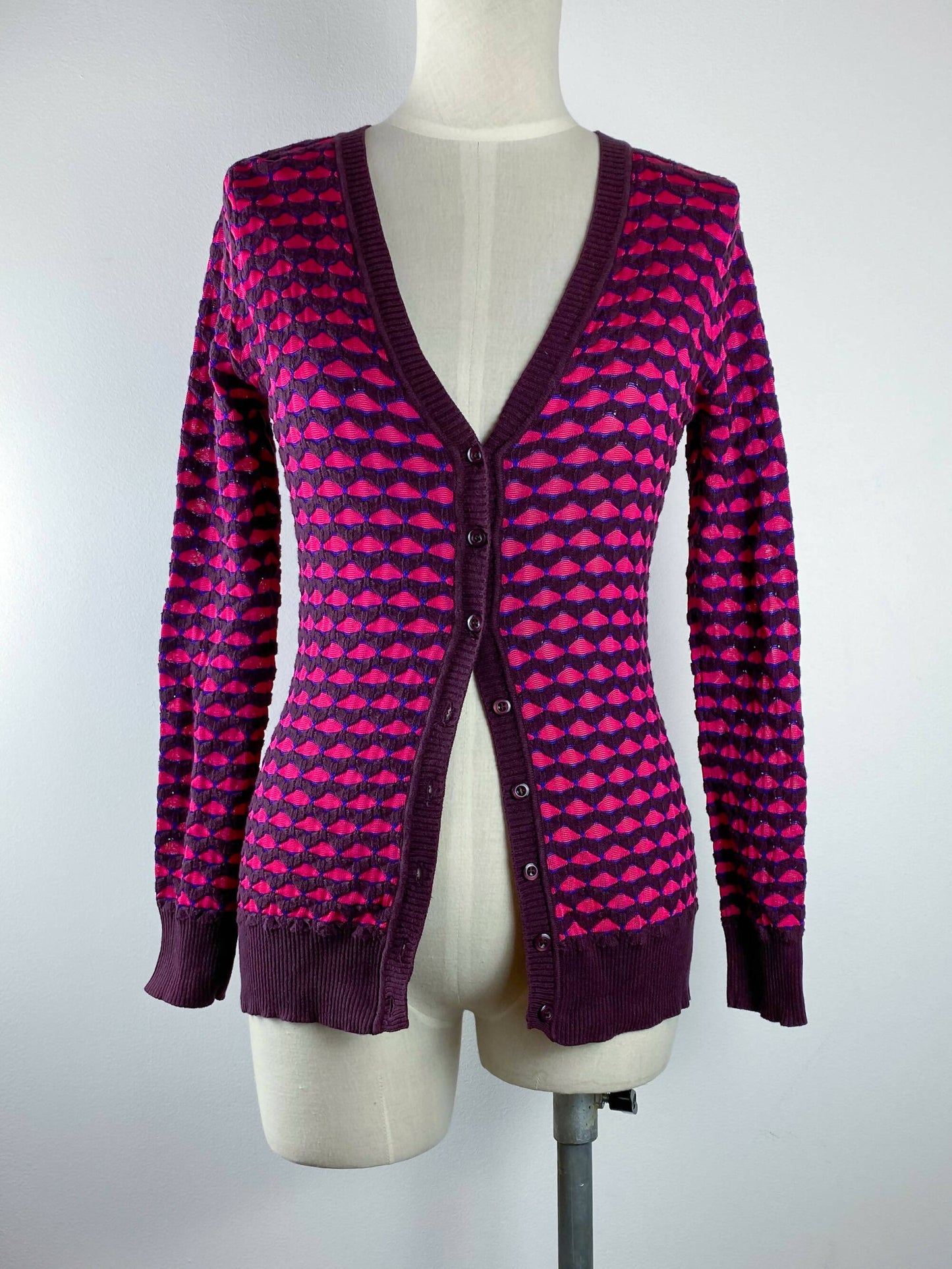 Missoni Size L Intarsia Merino Wool Cardigan