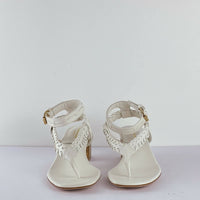 Scanlon Theodore Off-White Woven Leather Sandals