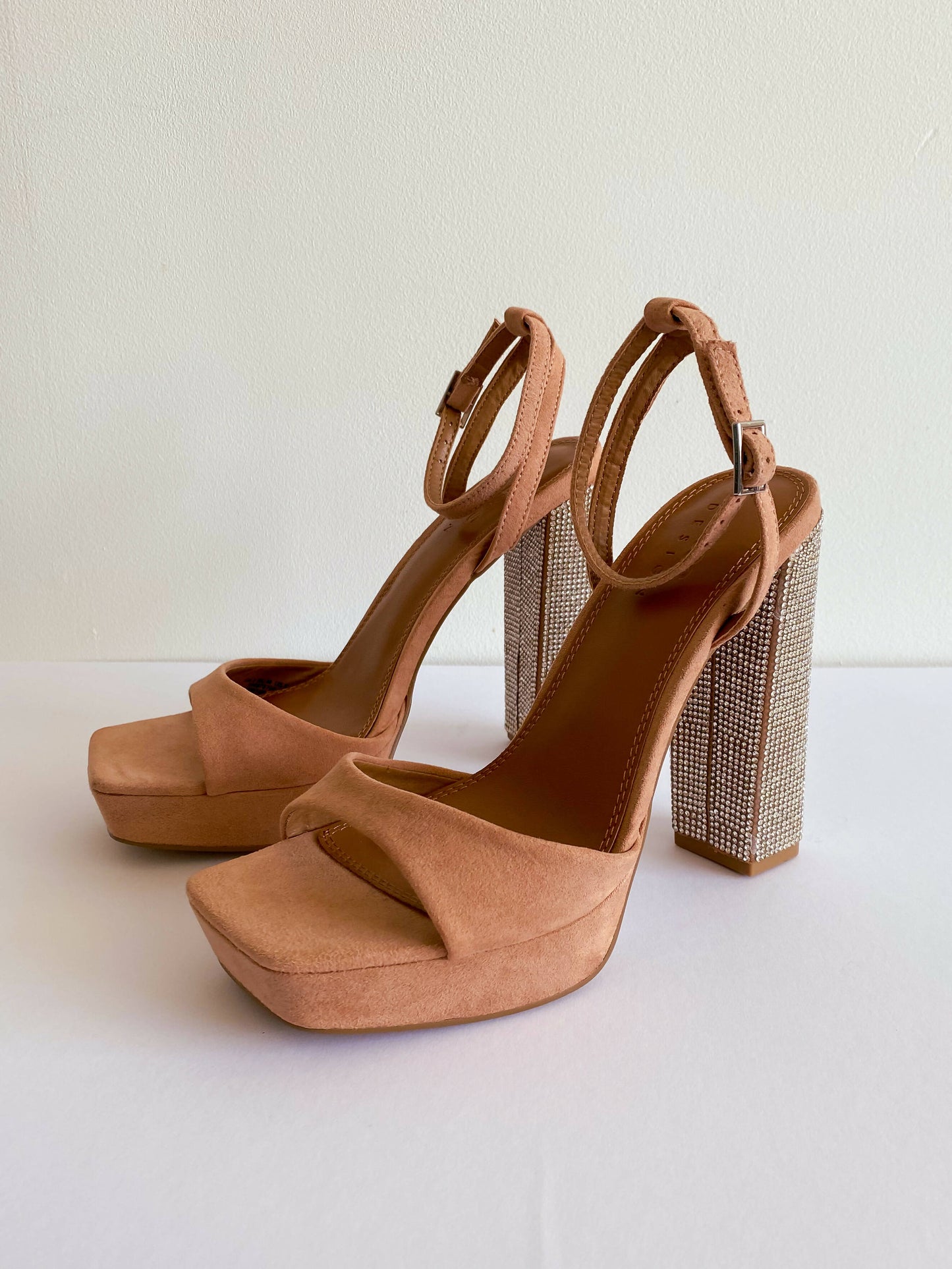 Asos Design Size UK 3/ EU 36 Embellished Nude Block Heels