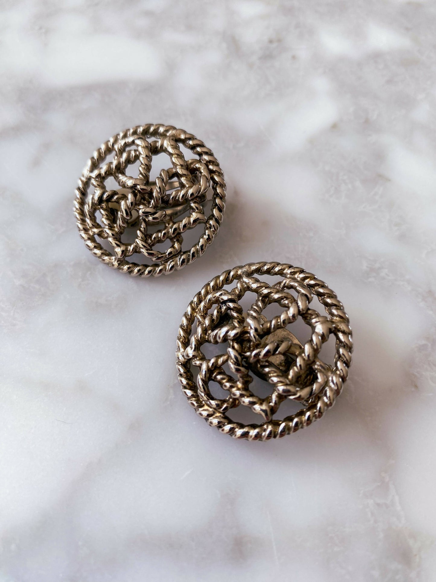 Silver-Tone Embossed Clip-On Earrings