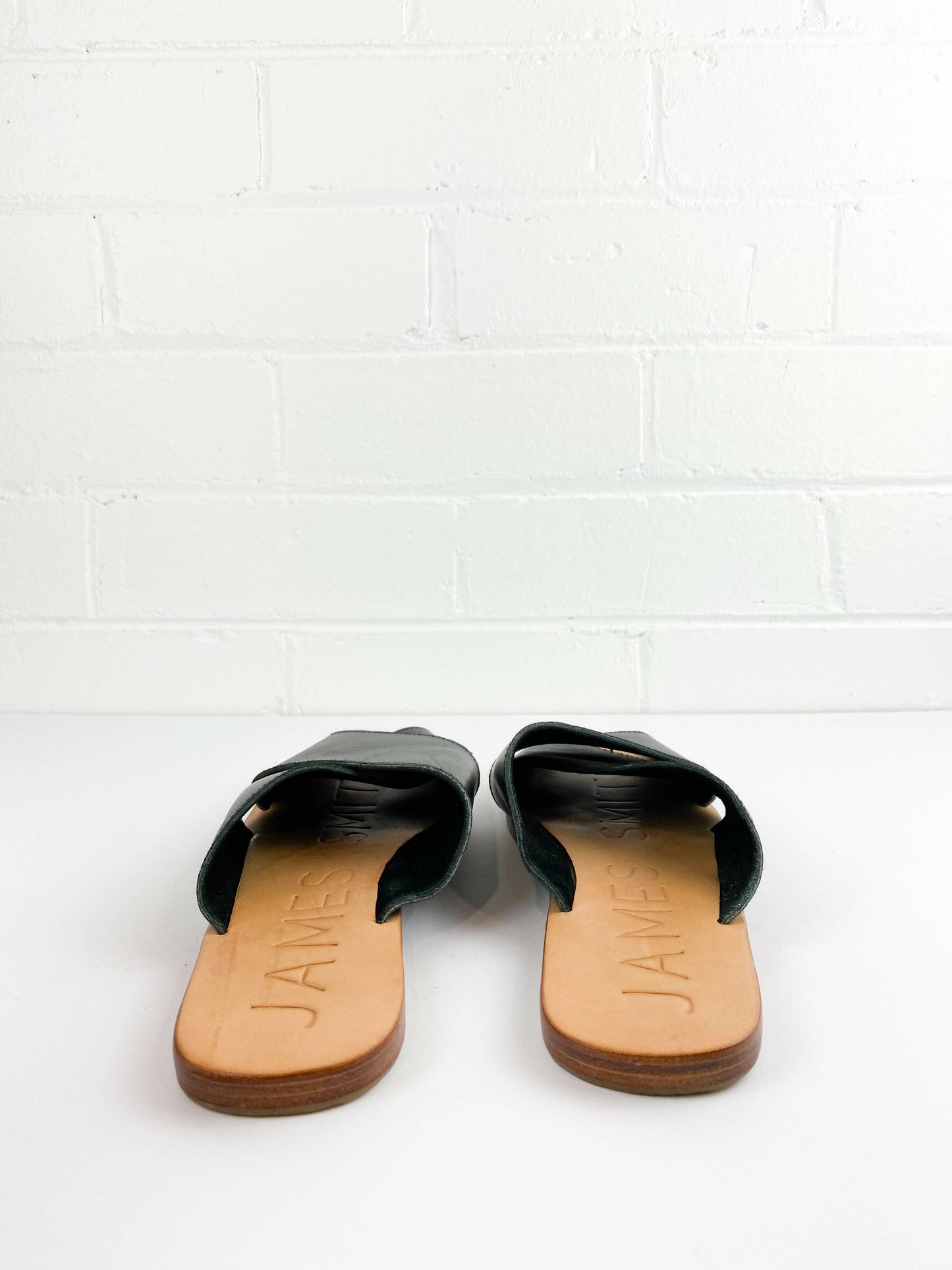 James Smith Size 40 Black Leather Slides