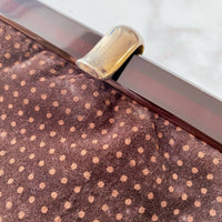 Chocolate-Brown Polka-Dot Suede Clutch