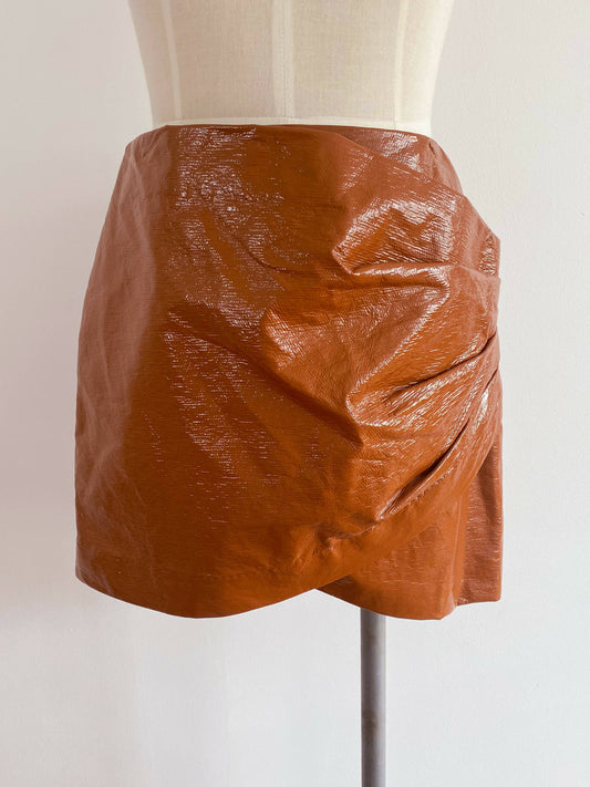 Bec + Bridge Size 12 Caramel Babette Faux Leather Mini Skirt