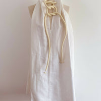 Rope-Embellished Off-White Dress