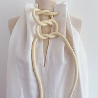 Rope-Embellished Off-White Dress