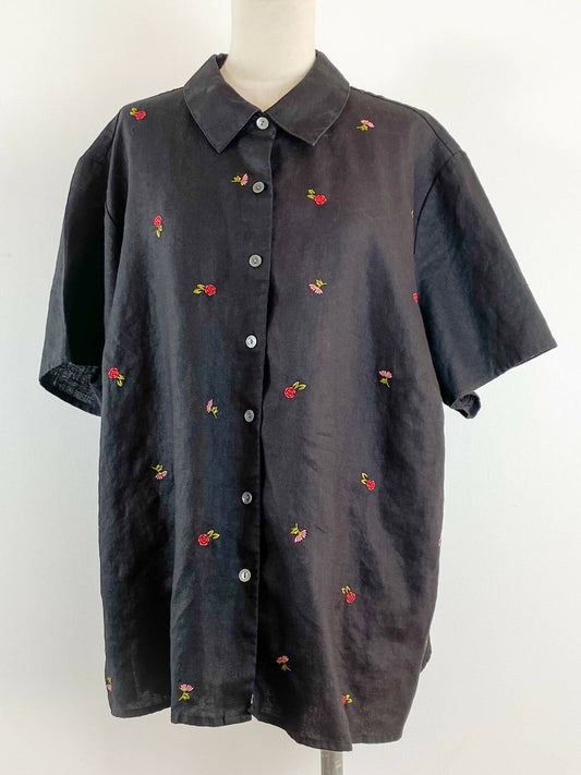 Style & Co Woman Size 22 Embroidered Linen Shirt