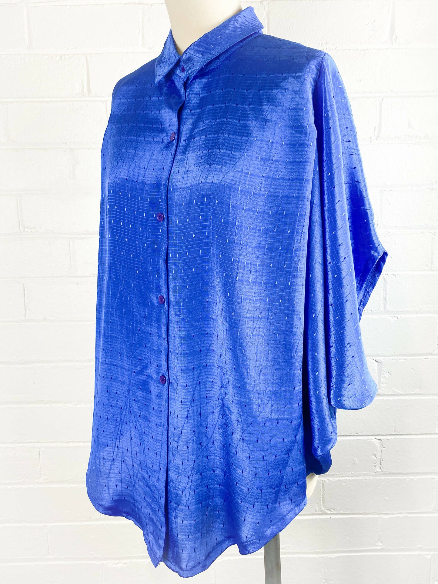 Cobalt-Blue Embroidered Batwing Shirt