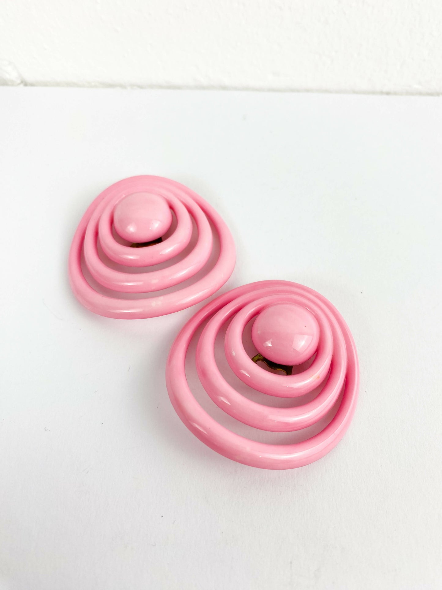 Pink Acrylic Clip-On Earrings