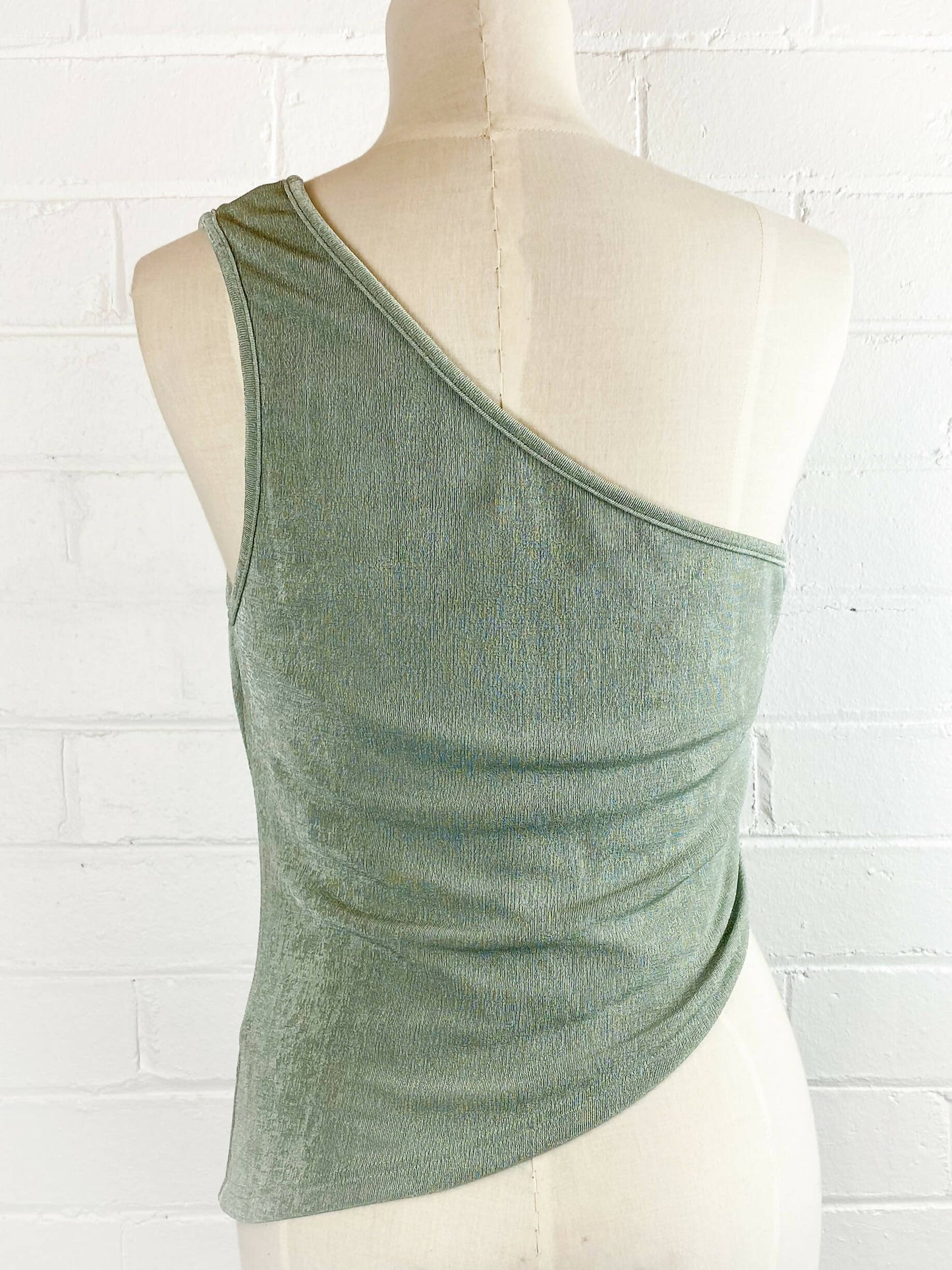 FAYT Size 14 Olive-Green One-Shoulder Top