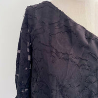 Kookai Size 38 Black Textured One-Shoulder Top