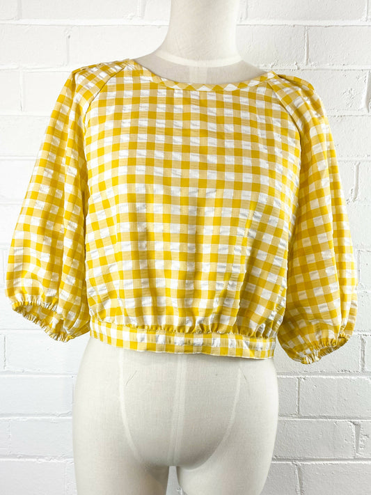 Dotti Size 16 Cropped Gingham Top