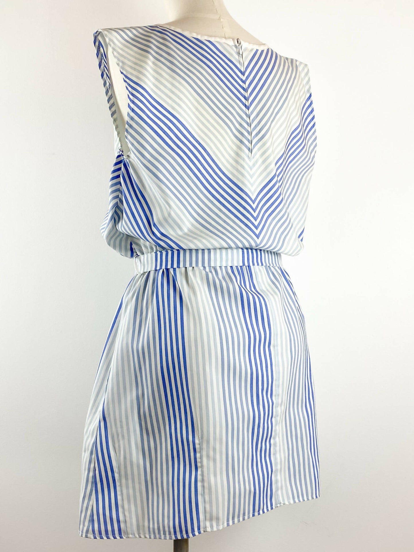 Striped Blue Cotton-Blend Dress