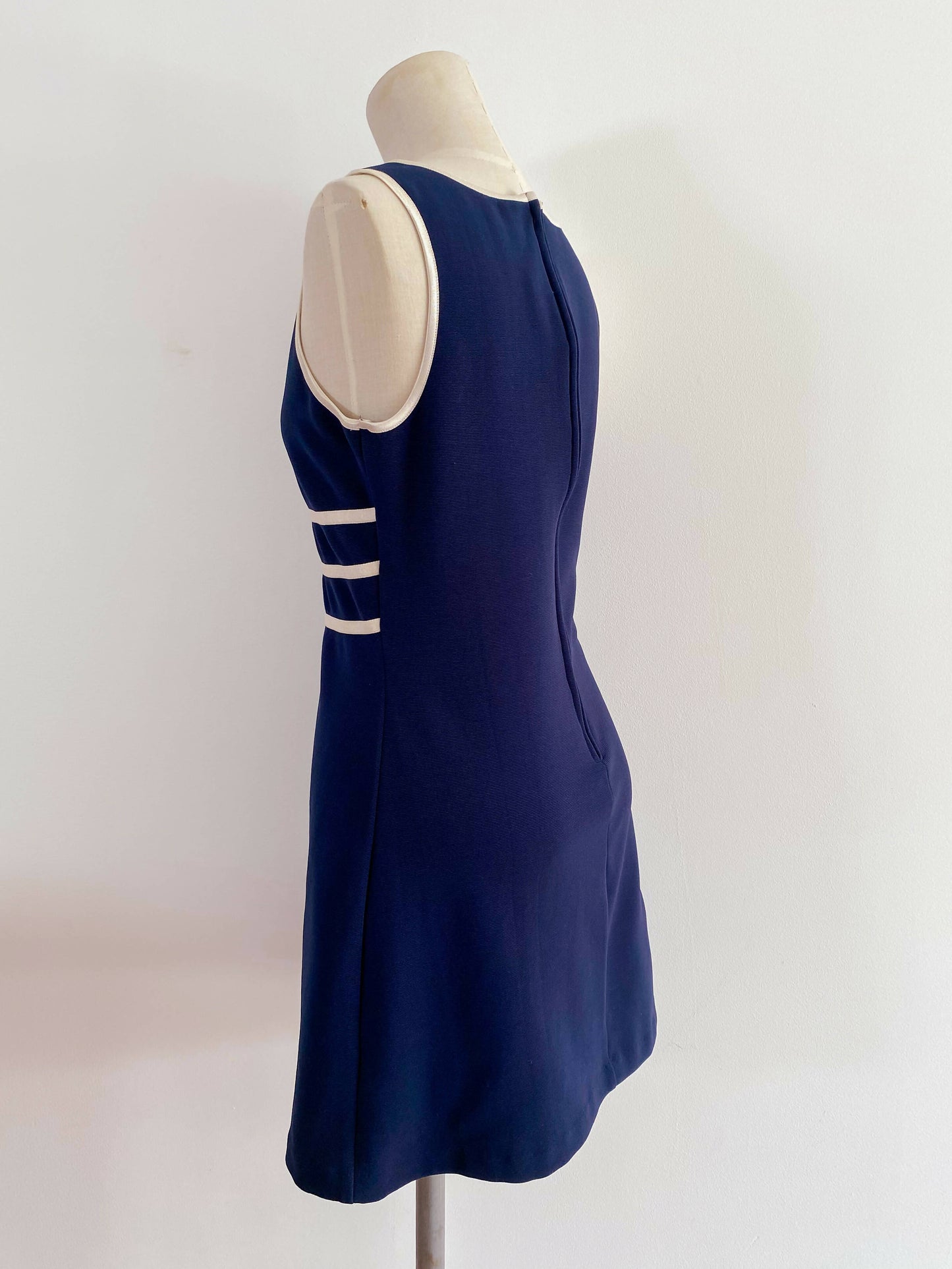 Crystal USA Size 10 Striped Navy Mini Dress