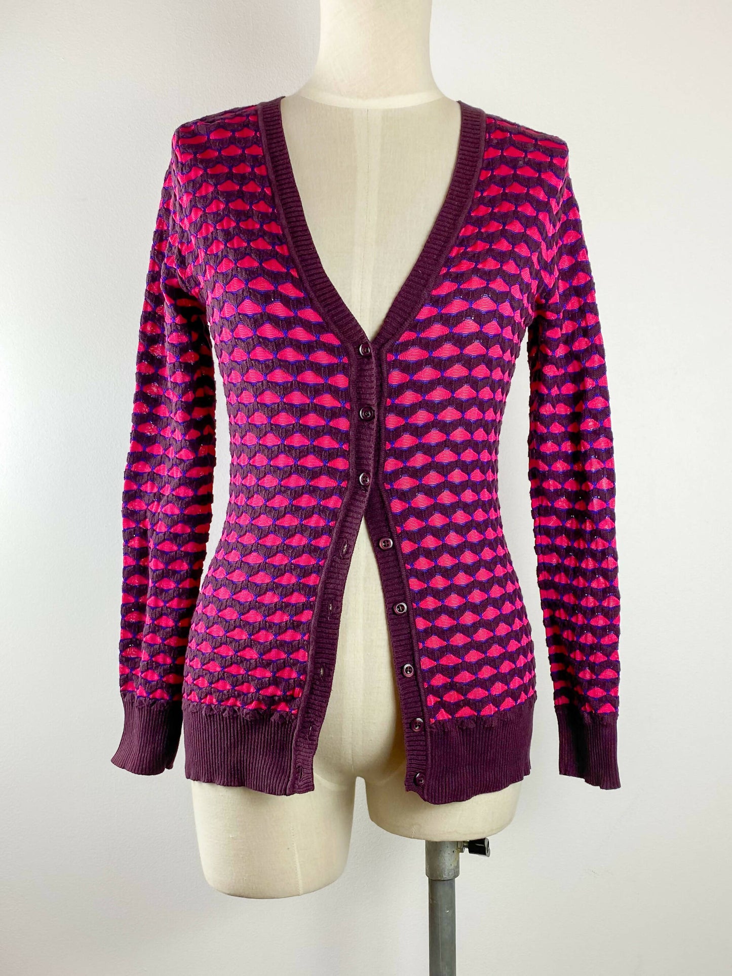 Missoni Size L Intarsia Merino Wool Cardigan